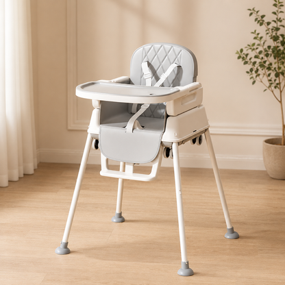 4-in-1 Baby High Chair with Removable Tray, Gray